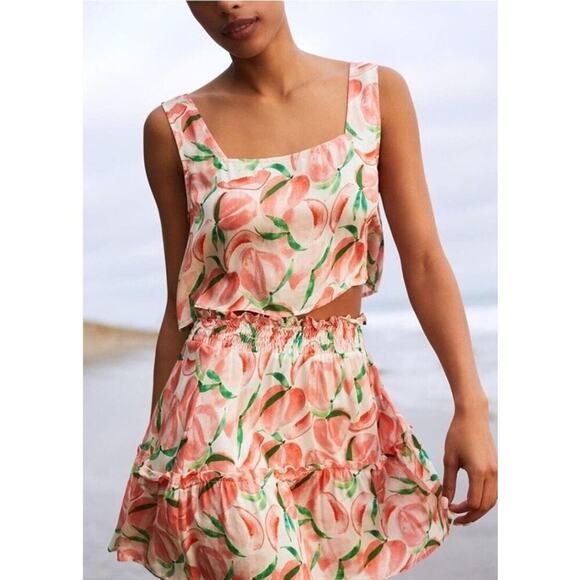 Anthropologie Breezy Cover-up Skirt Set Size Medium Smocked Waist Band & Back - Picture 1 of 8